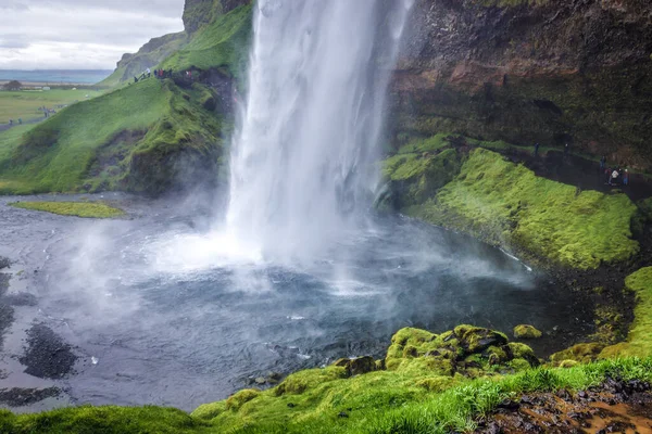 Déli Régió Izland 2018 Június Híres Seljalandsfoss Vízesés Seljalands Folyón — Stock Fotó