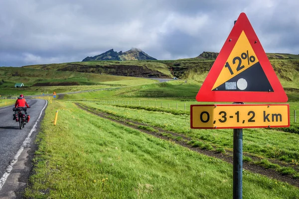 Vik Myrdal Islândia Junho 2018 Aviso Gradiente Estrada Uma Ring — Fotografia de Stock