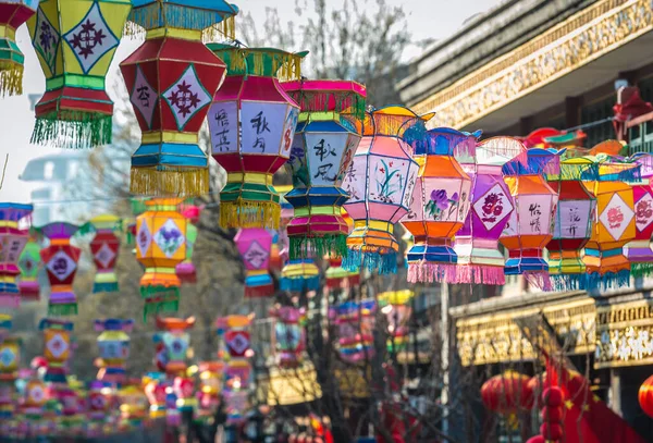 Beijing China Febrero 2019 Decoraciones Después Celebración Año Nuevo Liulichang —  Fotos de Stock