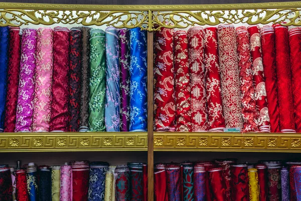 Beijing China February 2019 Fabrics Sale One Shops Dashilan Hutong — Stock Photo, Image