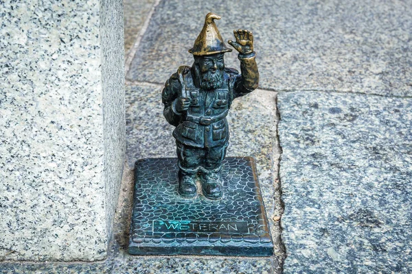 Wroclaw Poland December 2019 Characteristic Dwarf Statuette Called Veteran Front — 스톡 사진