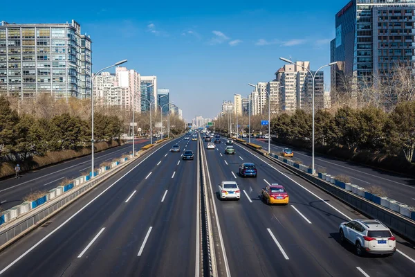 Pequim China Fevereiro 2019 Vista Sobre Rua Second Ring Road — Fotografia de Stock