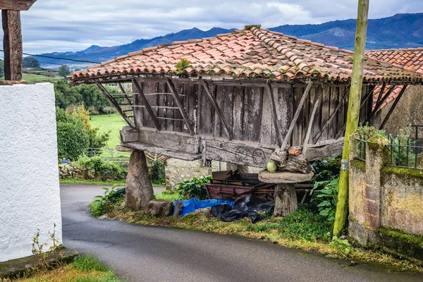 スペインゲレス 2019年1月25日 アストゥリアス地方の小さな村ゲレスの柱にある歴史的な木製の図書館Horreo — ストック写真