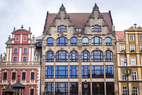 Wroclaw Poland December 2019 Tenements Main Square Old Town Historic — 스톡 사진