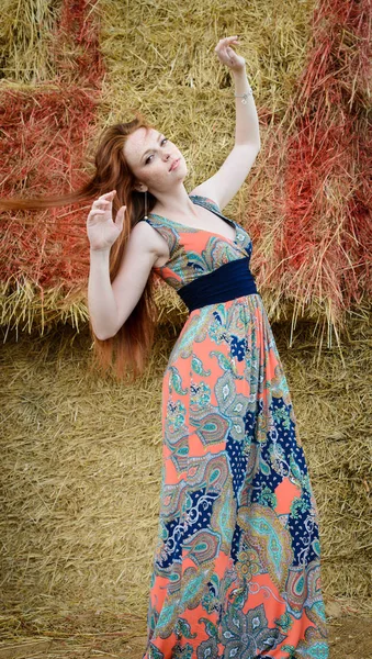 Red hair free young woman with freckle — Stock Photo, Image