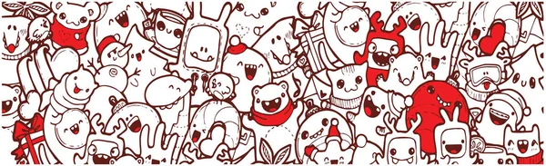 Kış renk Doodle afiş. Yeni yıl tatil karikatür. Renkli afiş