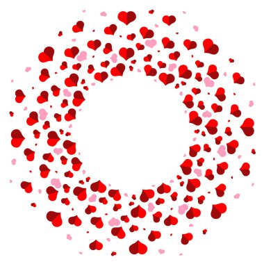 Skeç, kare kırmızı kalplerin yuvarlak yuvarlak. Sevgililer günü.