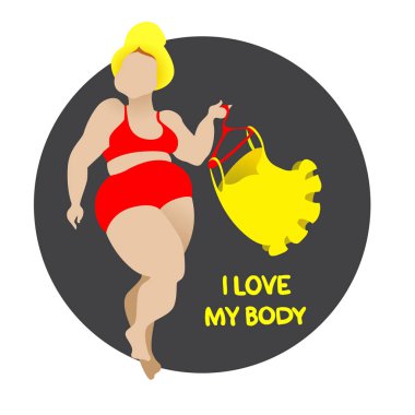 Vücudum seviyorum. Vücut olumlu, curvy kız iç çamaşırı. Vektör simge vücudun pozitif