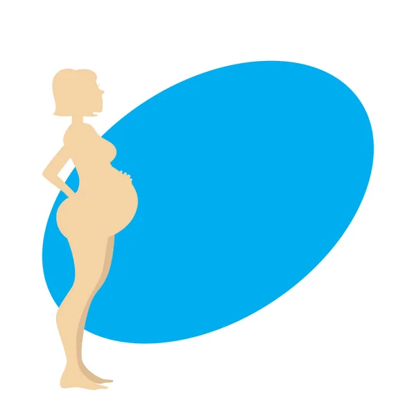 Silueta de una mujer embarazada en el noveno mes de embarazo. Ilustración vectorial con lugar para texto — Vector de stock
