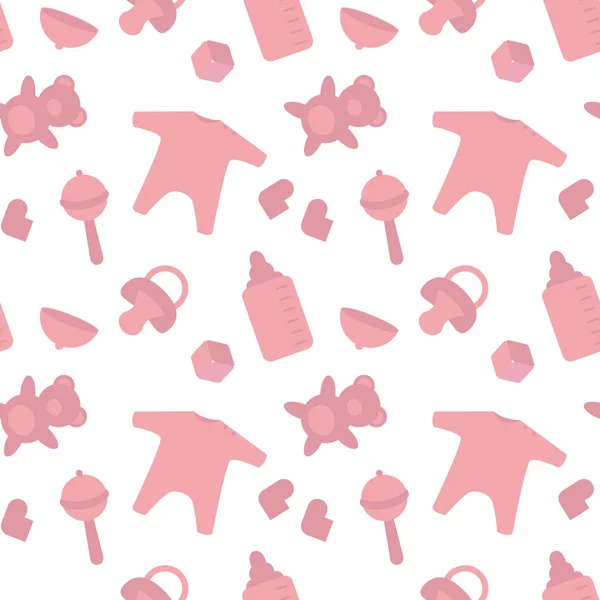 Patrón de cosas rosas nacidas bebé. Envoltura de plantilla de decoración para recién nacidos . — Archivo Imágenes Vectoriales