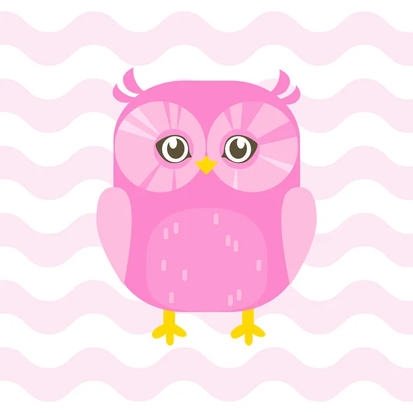 Baby ντους εικονογράφηση με κουκουβάγια χαριτωμένο ροζ baby σε ροζ backgro — Διανυσματικό Αρχείο
