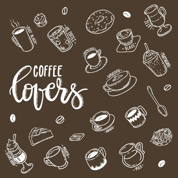 Lettering amantes do café — Vetor de Stock