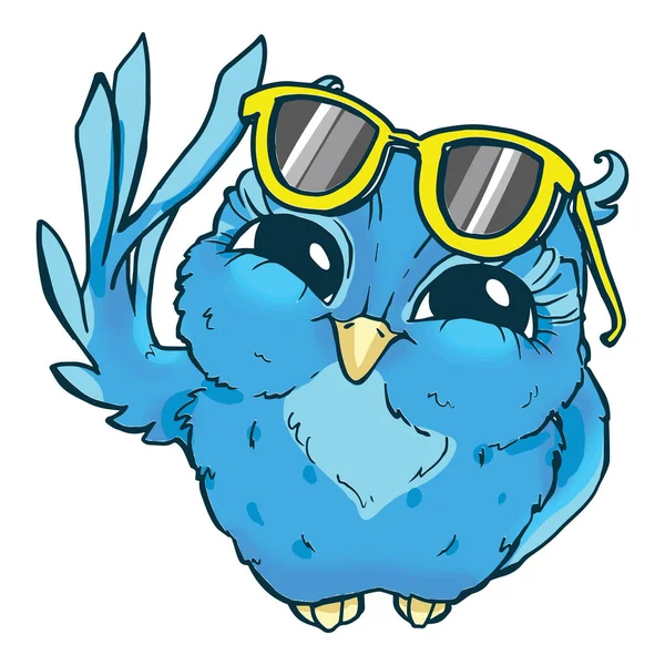Мультфильм Красивая сова в солнечных очках — стоковый вектор