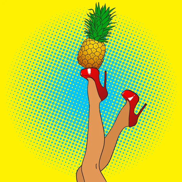 Frauenbeine mit Ananas — Stockvektor