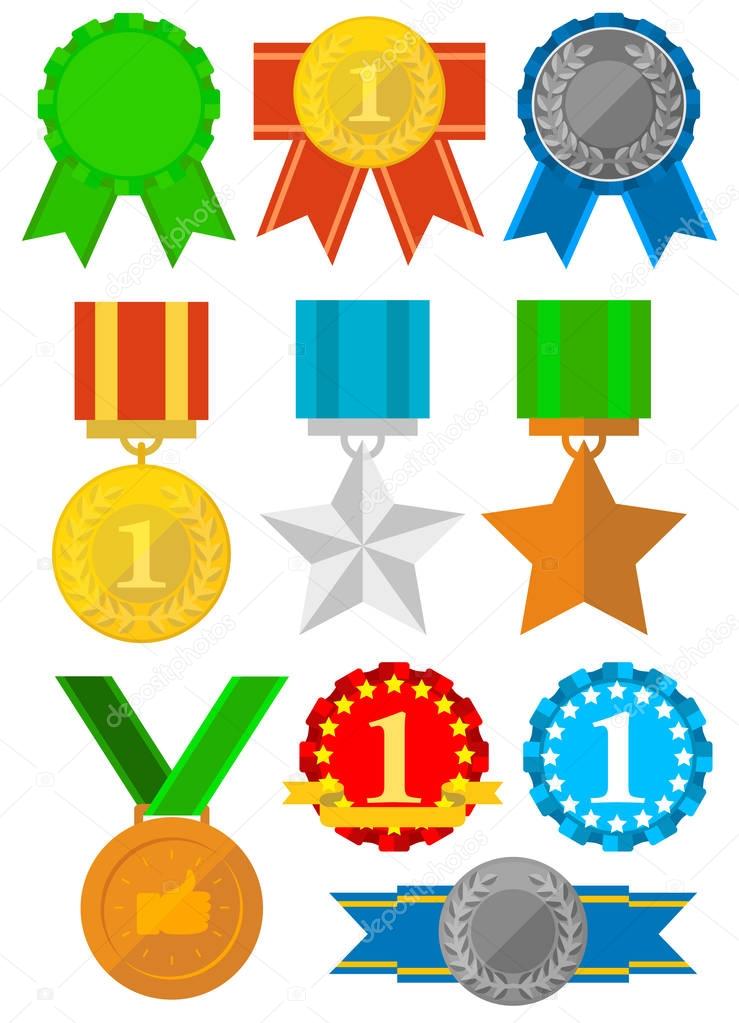 Medals and awards icons set.