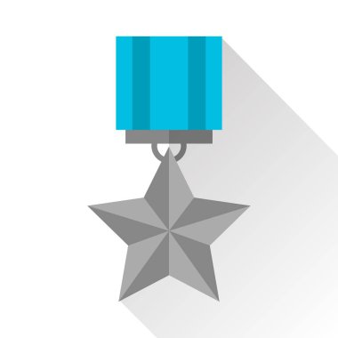 Beyaz bacground gümüş madalya simgesi. Düz tasarım