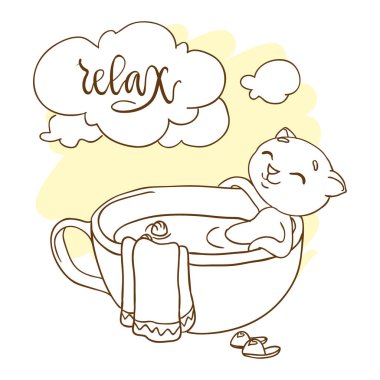 Sevimli kedicik relax banyo 
