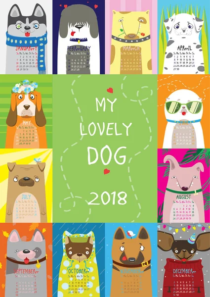 Lovely Dog Calendar — Stock Vector