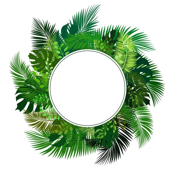 Kruh s tropické listy — Stockový vektor