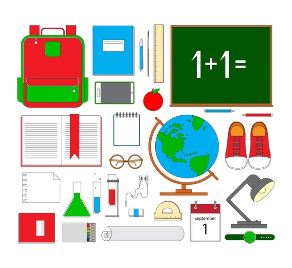 Onderdelen van de school. Vector plat design concepten van onderwijs. Educatio — Stockvector