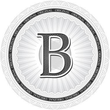 Vektör Guilloche desen rozet mektup B. para banknot ile