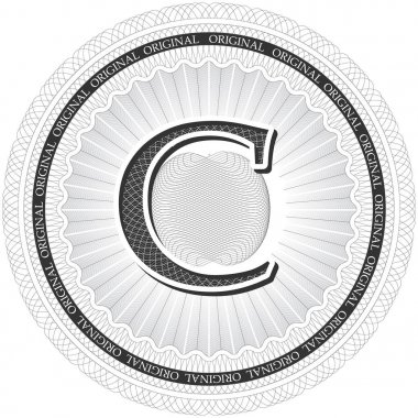 Vektör Guilloche desen rozet mektup C. para banknot ile