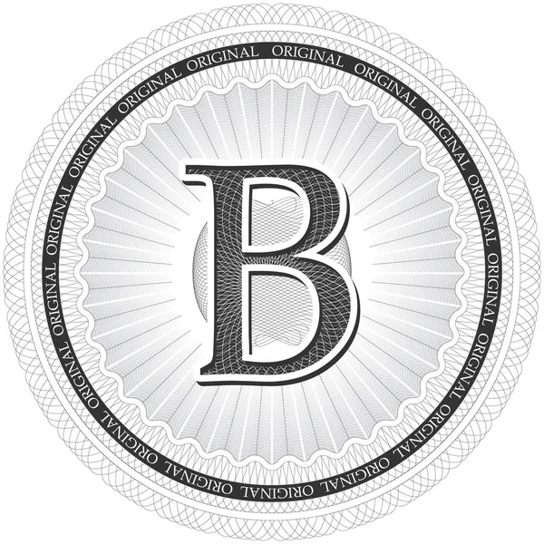 Vektör Guilloche desen rozet mektup B. para banknot ile