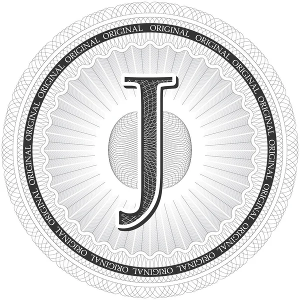 Vector Guilloche Padrão Roseta com letra J . — Vetor de Stock