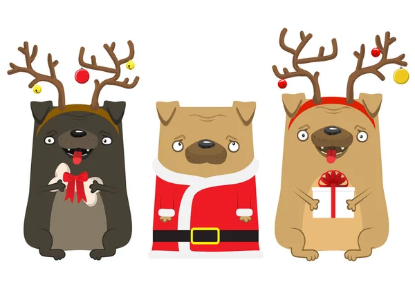 Mutlu yeni yıl köpek. Yıl 2018 sembolü. D ile güzel pug
