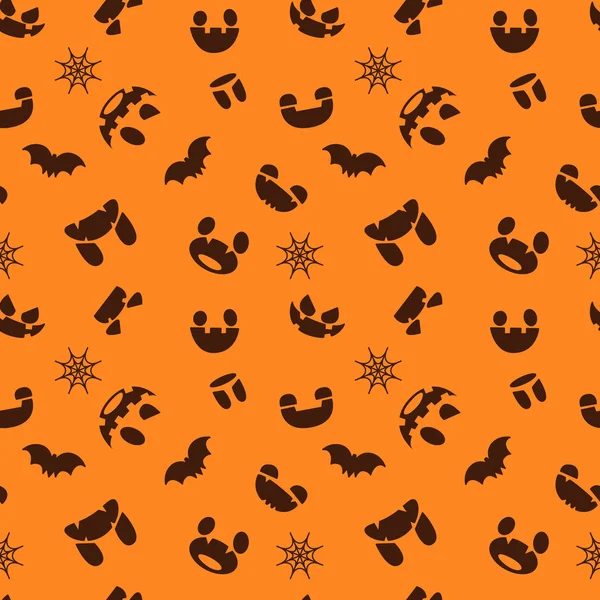 Cadılar Bayramı için şablon. Dikişsiz desen korkunç yüzler, yarasalar