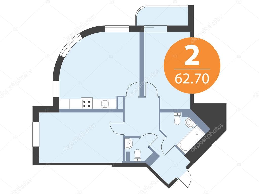 Floor plan of apartment top view. House vector blueprint design.