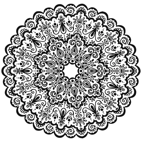 Mandala repeat ornament texture. Vector coloring book page, henn — Stock Vector