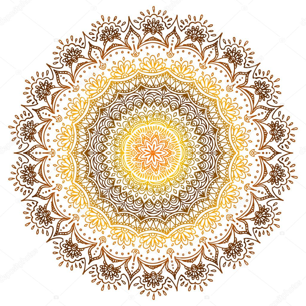 Abstract indian motives lace with yellow, orange and brown gradi