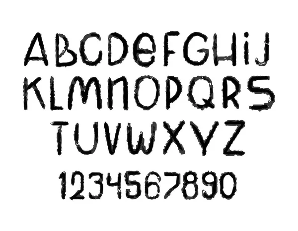 Алфавит гранж-стиля. Коллекция цифр и букв. Векторный шрифт — стоковый вектор