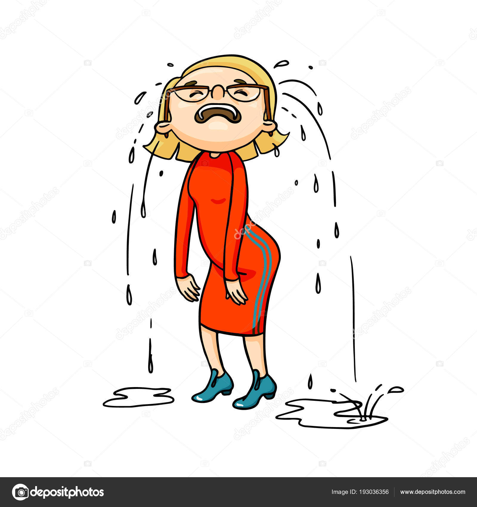 Image vectorielle Une fille de dessin animé en pleurs. Vecteur isolé tiré à  la main personnage versant des larmes par ©Vasilixa - 193036356, image size:1600x1700