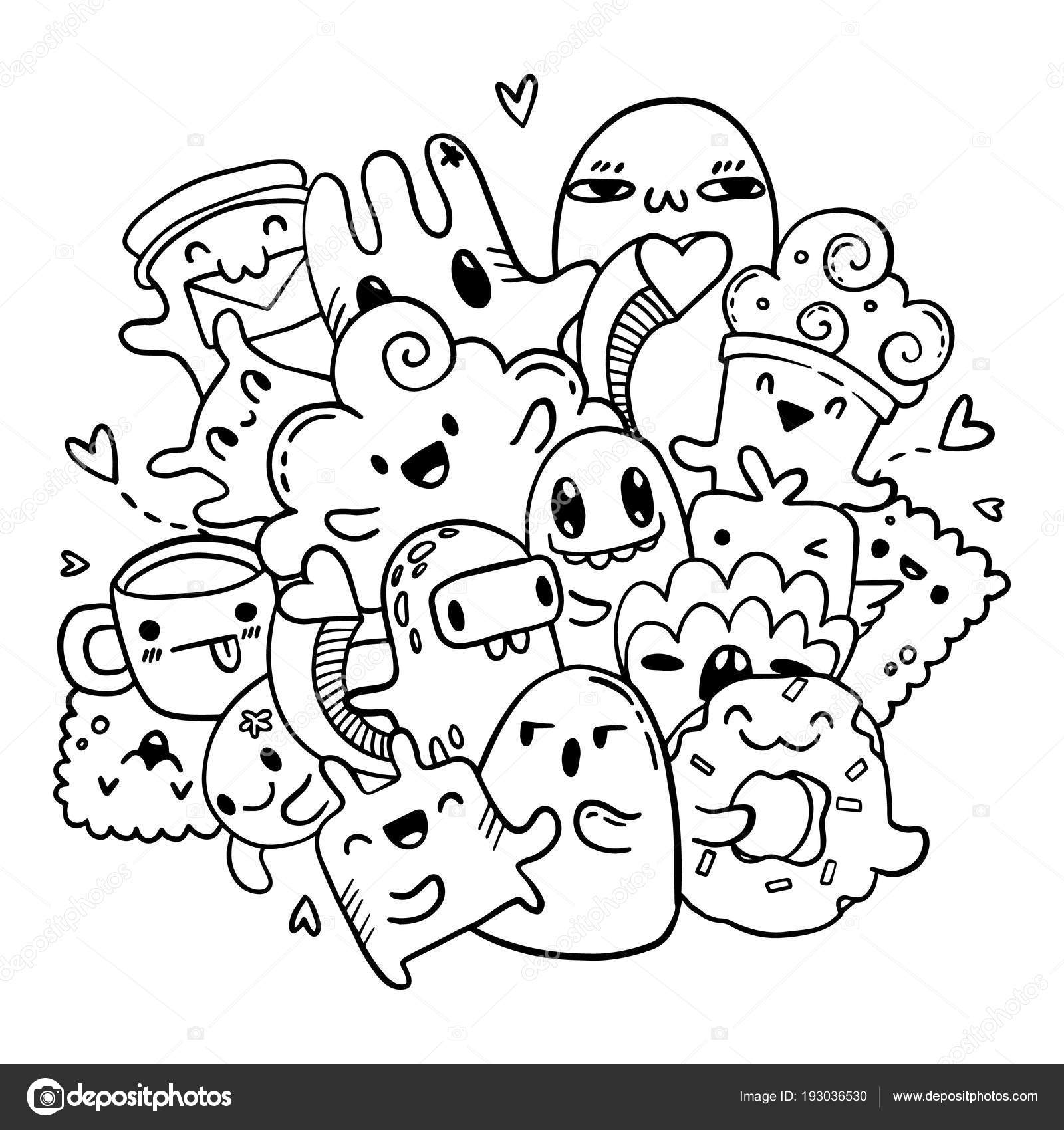 Leuke Doodles Hand Getekend Patroon Vector Geïsoleerde Overzicht