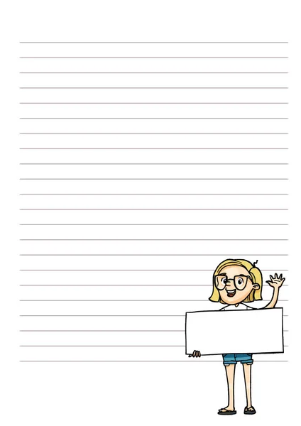 Página para notas. Planificador con lindo personaje de dibujos animados. Plantilla organizadora imprimible vectorial — Archivo Imágenes Vectoriales