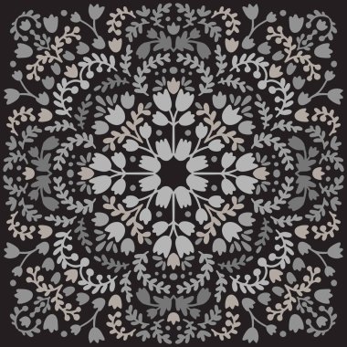 Çiçekli desenli süs deseni. Etnik Mandala havlusu, yoga minderi baskısı.