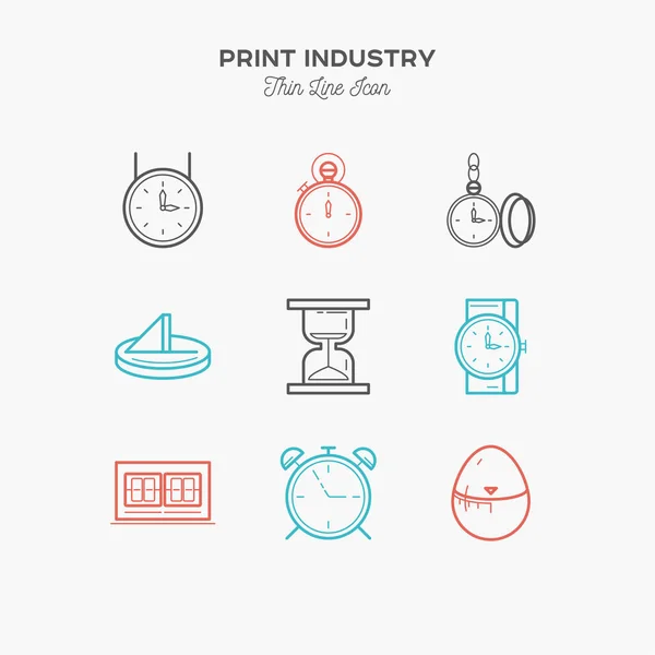 Набір піктограм кольорів тонкої лінії часу — стоковий вектор