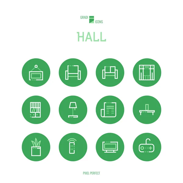 Sor az colorfuul ikonok beállítása Home szoba és hall — Stock Vector