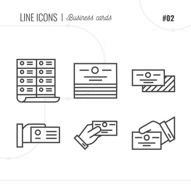Vektör simge stil tasarlamak kartvizit. Satır Icons set.