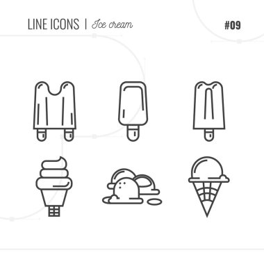 Vektör simge stil tasarlamak dondurma. Satır Icons set. 