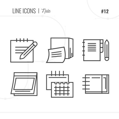 Vektör simge stil tasarlamak defter. Satır Icons set. 