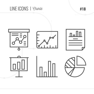 Vektör simge stil grafik, grafik gösterimi. Satır Icons set. 