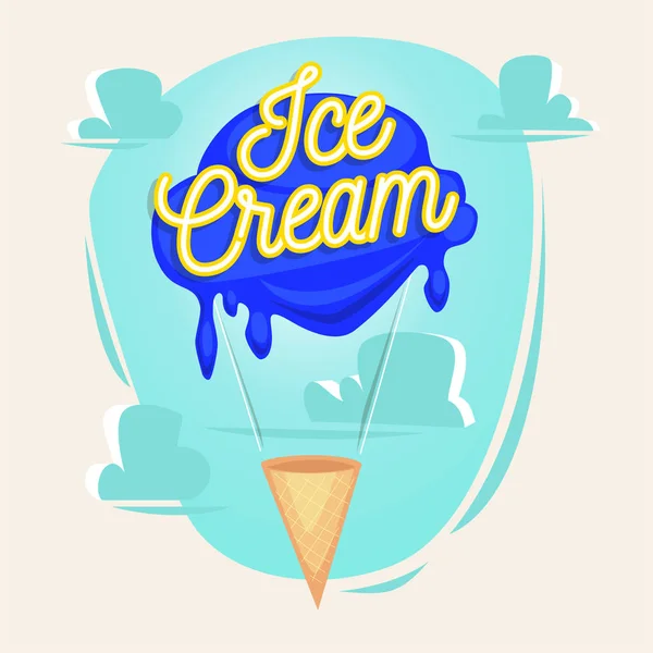 Helado como ilustración en globo con letras. Concepto vector — Archivo Imágenes Vectoriales