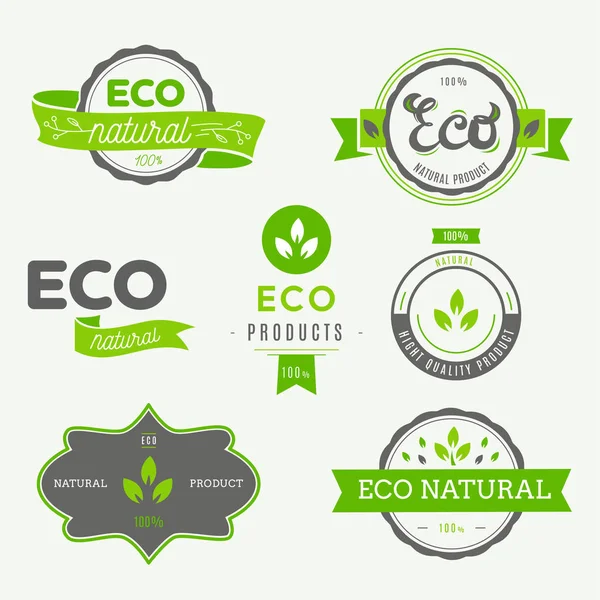 Eco icons, labels set. Organic tags. Natural product elements. L — Stock Vector