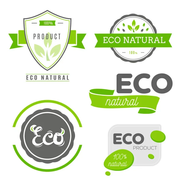 Öko-Symbole, Etiketten gesetzt. organische Tags. natürliche Produktelemente. l — Stockvektor