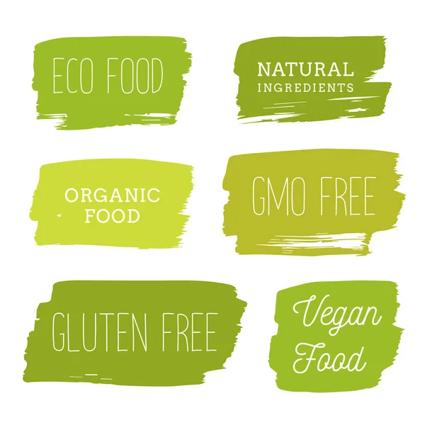 Healthy food icons, labels. Organic tags. Natural product elemen — Stock Vector