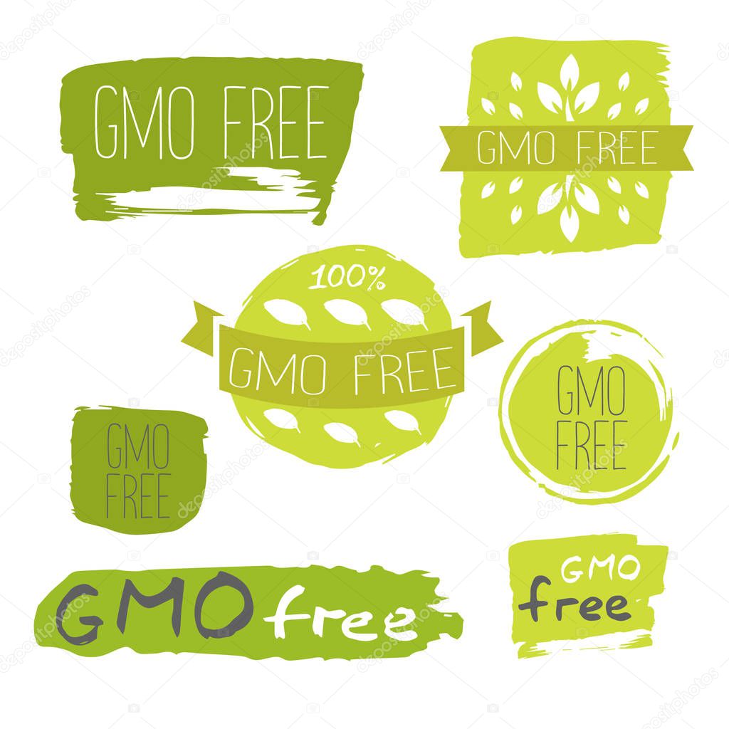 Healthy food icons, labels. Organic tags. Natural product elemen