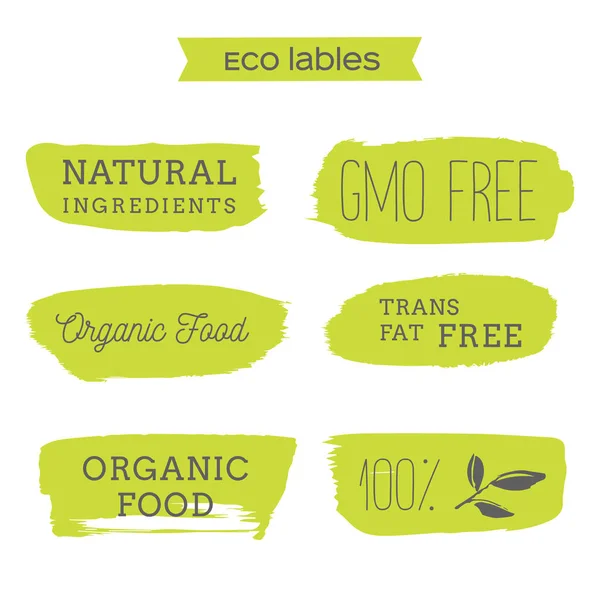 Healthy food icons, labels. Organic tags. Natural product elemen — Stock Vector